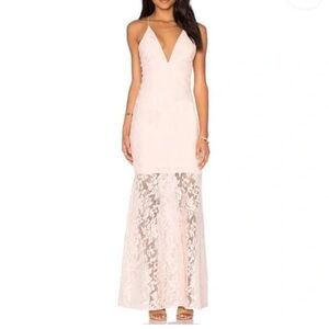 JARLO Revolve Formal Gown CADENCE PEACH Lace Sheer Maxi Dress Size XS- N…